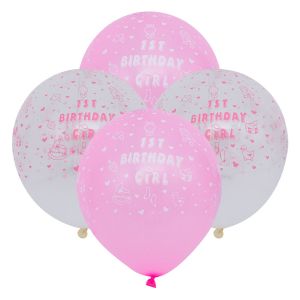 Парти балони - 1st Birthday Girl - 23 см. - 10 бр.