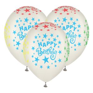 Парти балони - Happy Birthday - прозрачни - 23 см. - 10 бр.