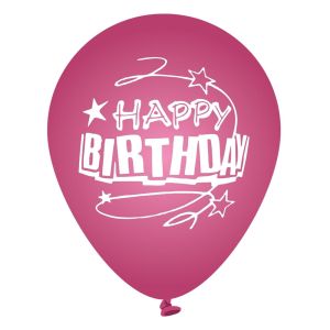 Парти балон - Happy Birthday - цикламен - 90 см.
