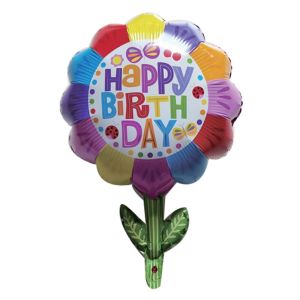 Парти балон - Happy Birthday - цвете - 54 х 74 см.