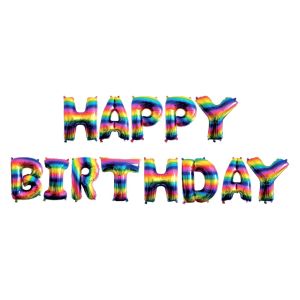 Парти балон - Happy Birthday - rainbow