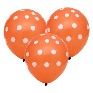 Парти балони - оранжеви - бели точки - 23 см. - 10 бр.