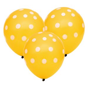 Парти балони - жълти - бели точки - 30 см. - 10 бр.