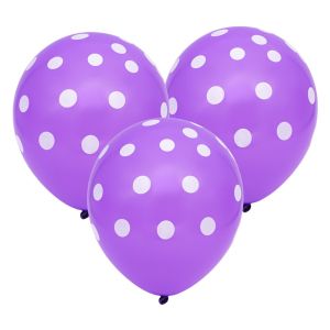 Парти балони - лилави - бели точки - 30 см. - 20 бр.