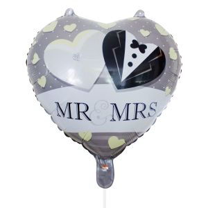Парти балон - Mr & Mrs - сърце - 34 х 38 см.
