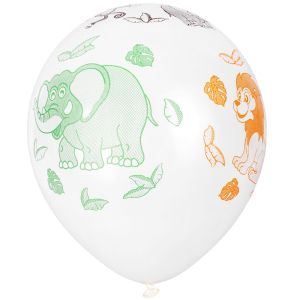 Парти балони - бели - животни - 30 см. - 10 бр.