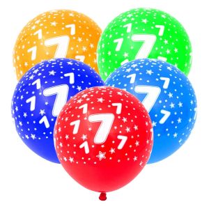 Парти балони - цветни - цифра 7 - 30 см. - 5 бр.