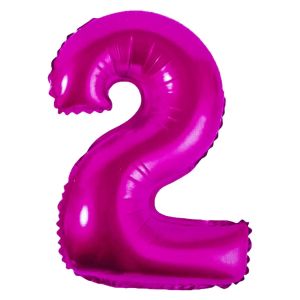 Парти балон - цикламен - цифра 2 - 47 х 31 см.