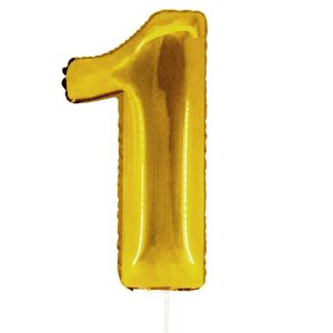 Парти балон - златист - цифра 1 - 30 х 12 см.