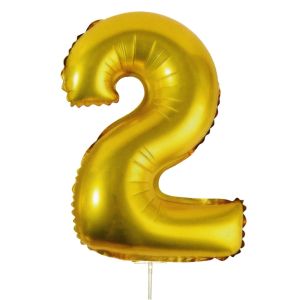 Парти балон - златист - цифра 2 - 30 х 12 см.
