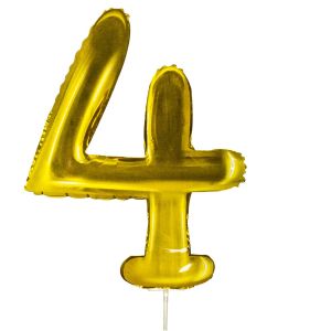 Парти балон - златист - цифра 4 - 30 х 12 см.