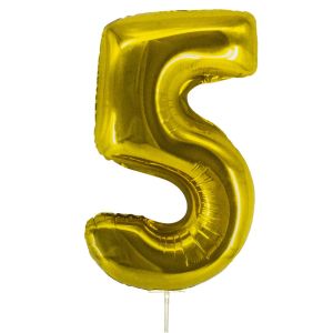 Парти балон - златист - цифра 5 - 30 х 12 см.