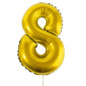 Парти балон - златист - цифра 8 - 30 х 12 см.
