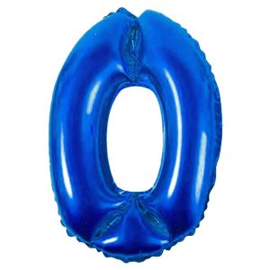 Парти балон - син - цифра 0 - 54 х 76 см.