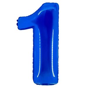 Парти балон - син - цифра 1 - 36 х 76 см.