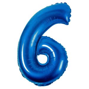 Парти балон - син - цифра 6 - 54 х 76 см.
