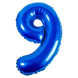Парти балон - син - цифра 9 - 48 х 76 см.