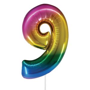 Парти балон - цветен - цифра 9 - 82 х 114 см.