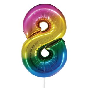 Парти балон - цветен - цифра 8 - 87 х 118 см.