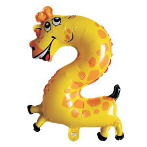 Парти балон - жираф - цифра 2 - 39 х 49 см.