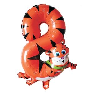 Парти балон - тигър - цифра 8 - 35 х 48 см.