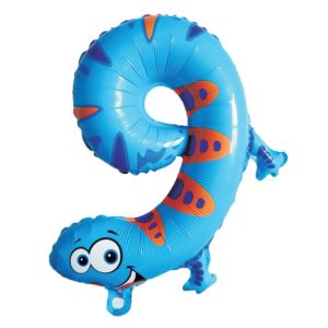 Парти балон - акула - цифра 9 - 36 х 48 см.
