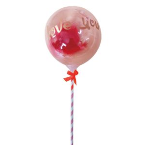 Парти балон - прозрачен - червени пера - 11 см.