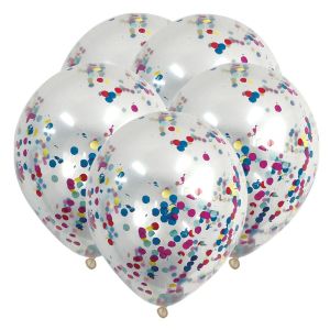 Парти балони - с цветни конфети - 30 см. - 5 бр.
