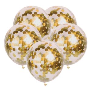 Парти балони - със златисти конфети - 30 см. - 10 бр.