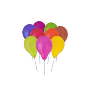 Парти балони - цветни - с дръжки - 23 см. - 10 бр.