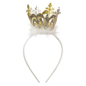 Парти диадема - бяла - със златиста корона