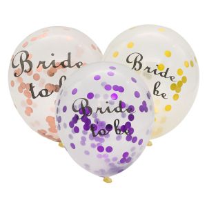 Парти балони - Bride to be - с цветни конфети - 10 бр.
