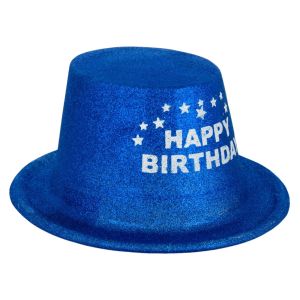 Парти шапка - синя - бомбе - Happy Birthday
