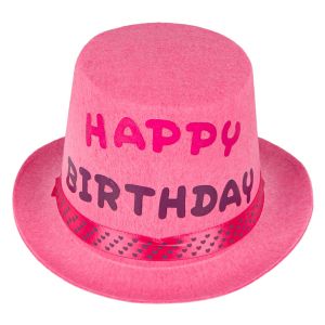 Парти шапка - цикламена - бомбе - Happy Birthday