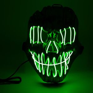 Карнавална маска - череп - с неонови LED светлини