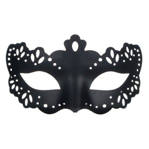 Карнавална маска - домино - черна - дантелена
