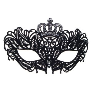 Карнавална маска - домино - черна - дантела - корона
