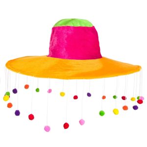 Карнавална шапка - капела - многоцветна - помпони