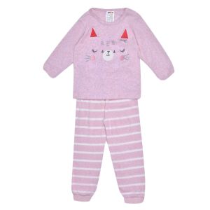 Бебешка пижама - розов меланж - котка