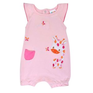 Бебешко боди - розово - жираф