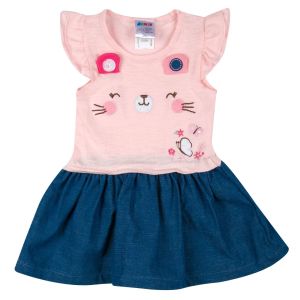 Бебешка рокличка - розово и синьо - котка