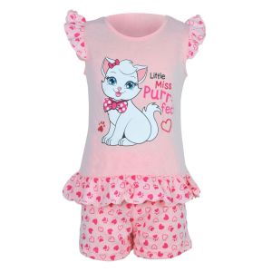 Бебешка пижама - лятна - розова - котка