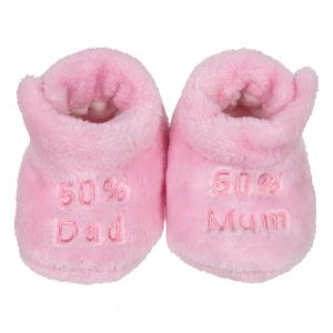 Бебешки пантофки - розови - надпис