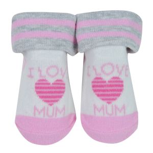 Бебешки чорапи - розово и сиво - сърца