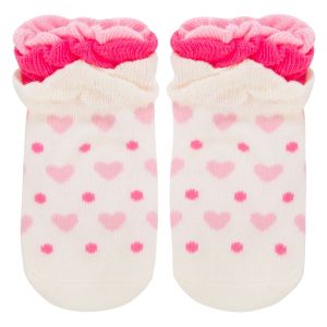 Бебешки чорапи - бели - сърца