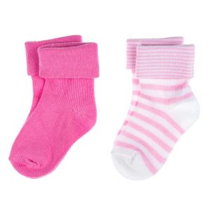 Бебешки чорапи - цикламени - розово райе - 2 чифта