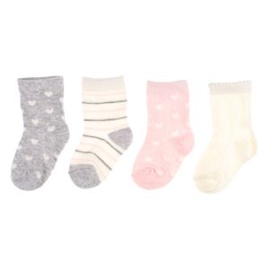 Бебешки чорапи - райе - сърца - 4 чифта
