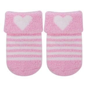 Бебешки чорапи - розово райе - сърца