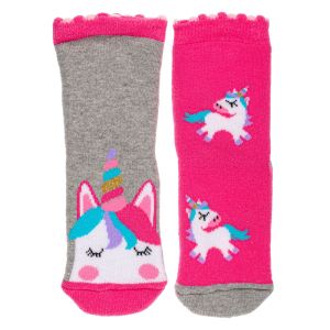 Бебешки чорапи - хавлиена подплата - еднорог - 2 чифта