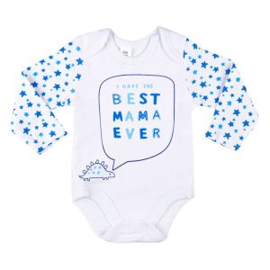Бебешко боди - бяло - сини звезди